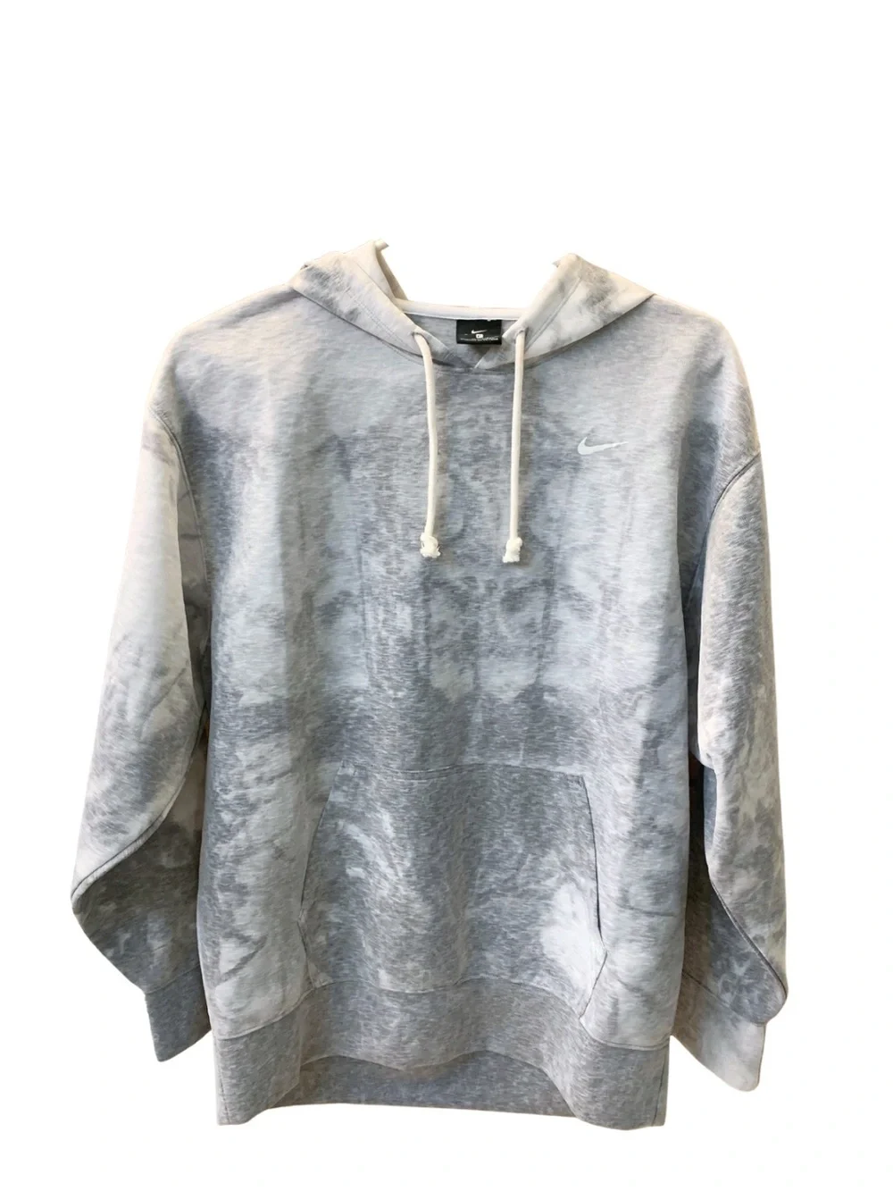Nike Gray White Tie Dye Print Hoodie Sweatshirt Pullover Hoodie Sporty Active